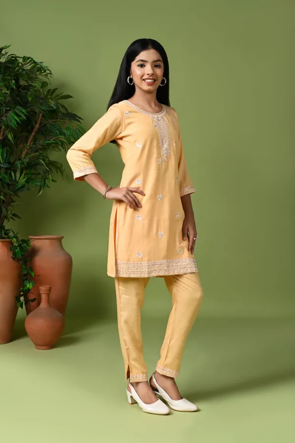 Orange_Cotton_Embroidered_Kurta_Set_With_Pants_And_Dupatta_Orange