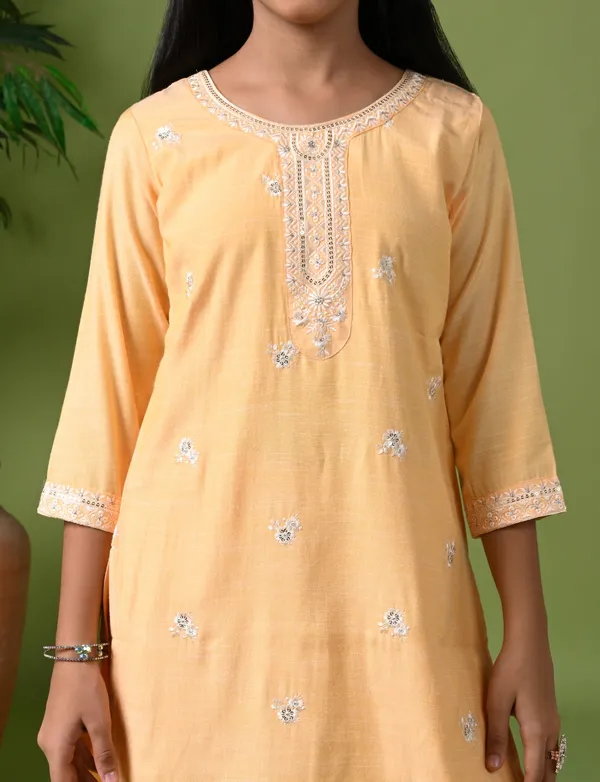 Orange_Cotton_Embroidered_Kurta_Set_With_Pants_And_Dupatta_Orange