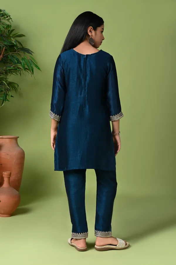 Silk_Embroidered_Kurta_Set_With_Pants_And_Dupatta_Rama_Blue