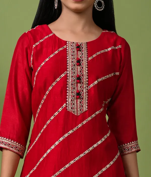 Rani_Silk_Embroidered_Kurta_Set_With_Palazzo_Pants_And_Dupatta_Rani_Pink