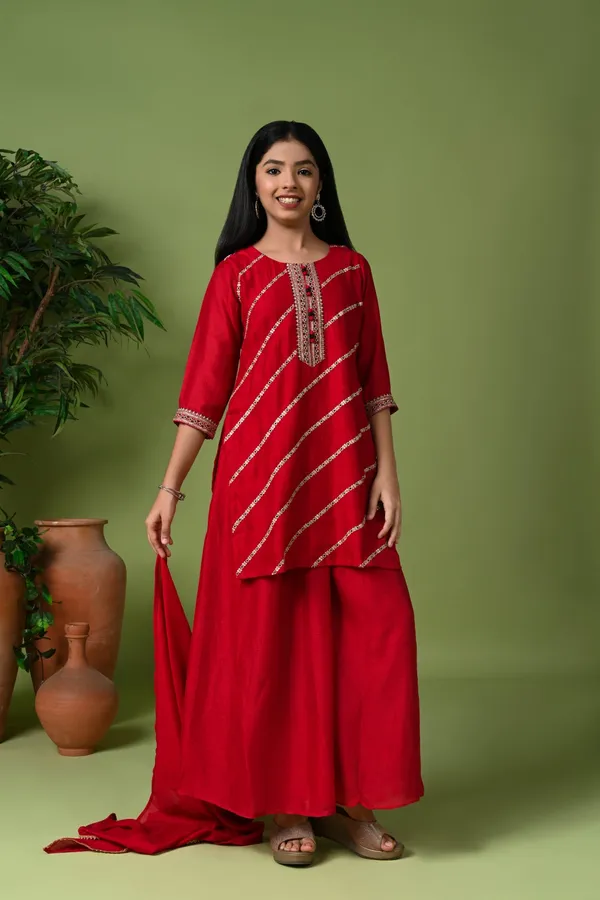 Rani_Silk_Embroidered_Kurta_Set_With_Palazzo_Pants_And_Dupatta_Rani_Pink