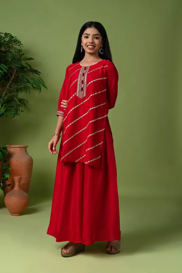 Rani_Silk_Embroidered_Kurta_Set_With_Palazzo_Pants_And_Dupatta_Rani_Pink