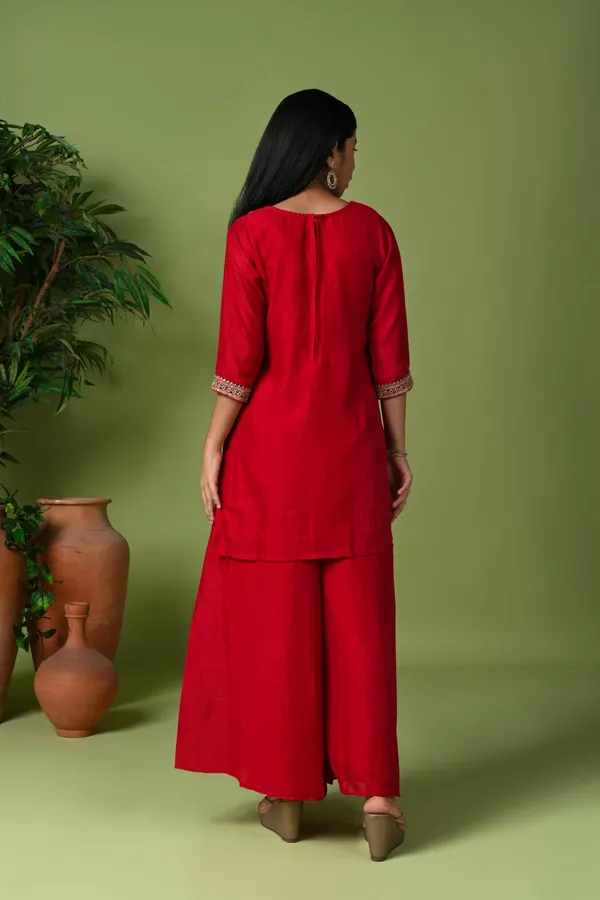 Rani_Silk_Embroidered_Kurta_Set_With_Palazzo_Pants_And_Dupatta_Rani_Pink