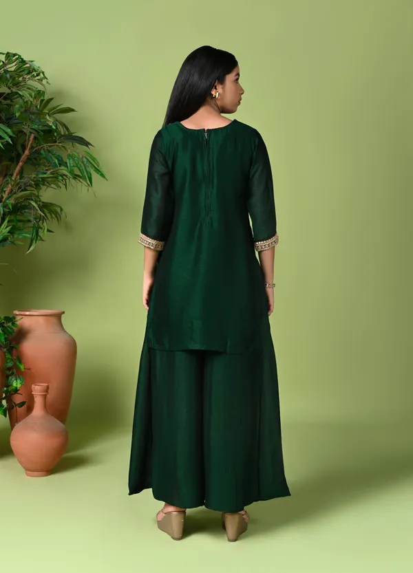 Green_Silk_Embroidered_Kurta_Set_With_Palazzo_Pants_And_Dupatta_Green