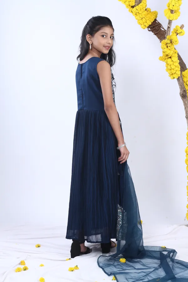 Blue_Silk_Sequins_And_Zari_Embroidery_Gown_Set_With_Dupatta_Blue