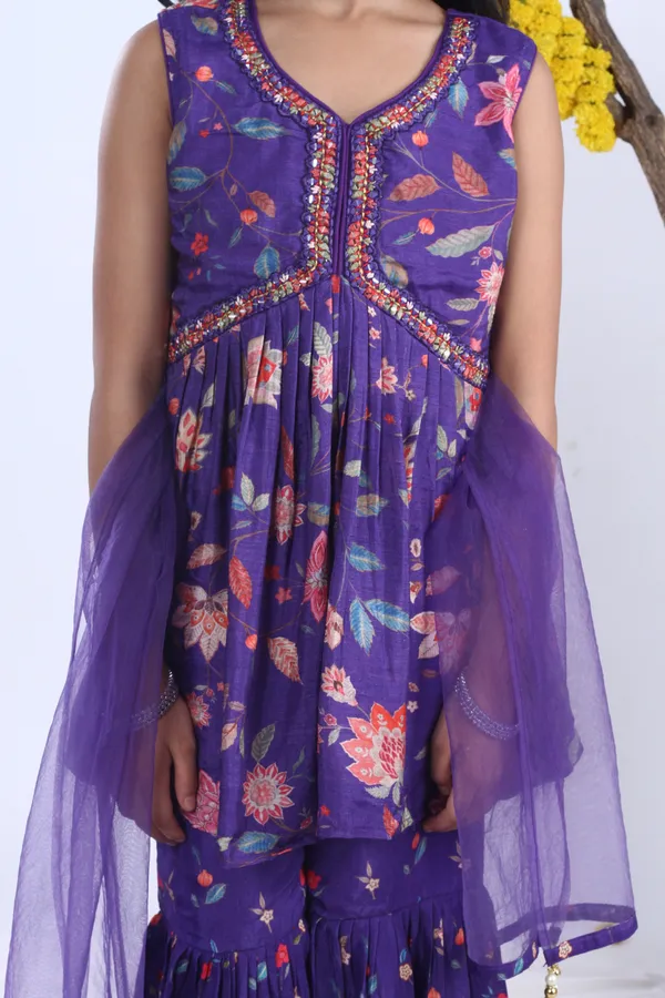 Pure_Silk_Printed_And_Mirror_Work_Sharara_Set_With_Pant_And_Dupatta_Purple