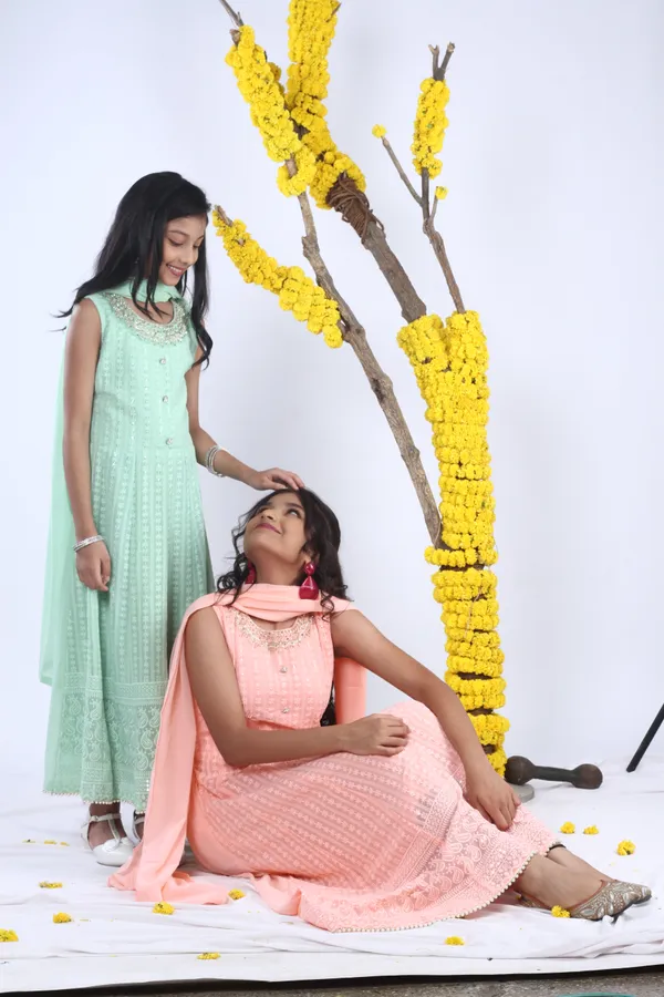 Georgette_Gown_Set_In_Handwork_And_Chikan_Embroidery_With_Dupatta_Green