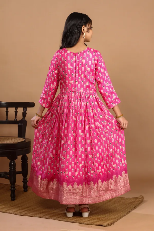 Jacquard_Embroidered_And_Printed_Rani_Colour_Gown_Set_With_Dupatta