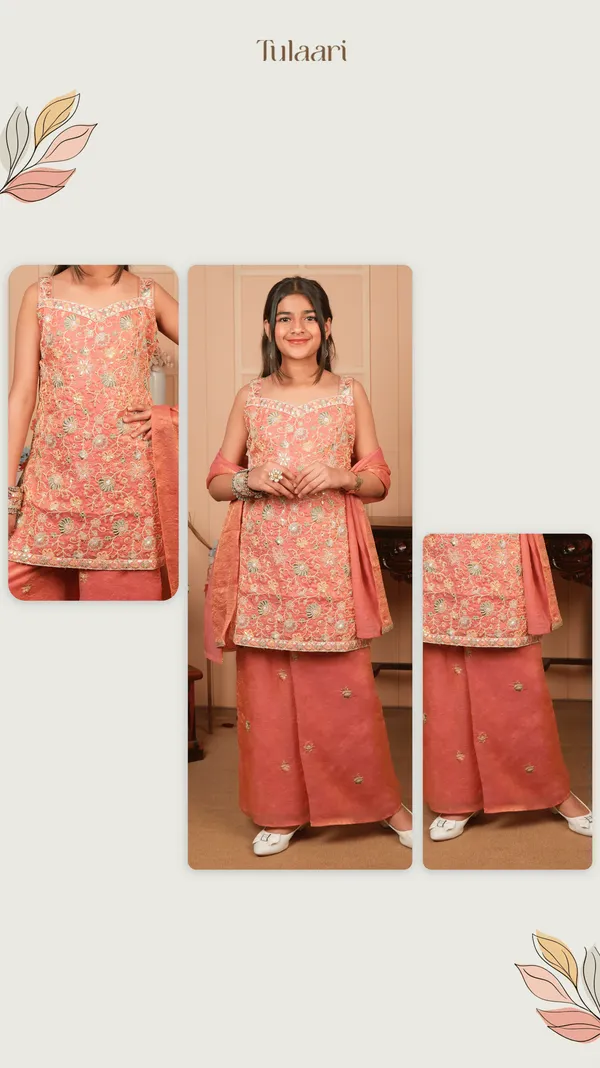Peach_Satin_Crush_Embroidered_Pallazo_Set_With_Dupatta