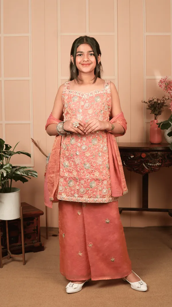 Peach_Satin_Crush_Embroidered_Pallazo_Set_With_Dupatta