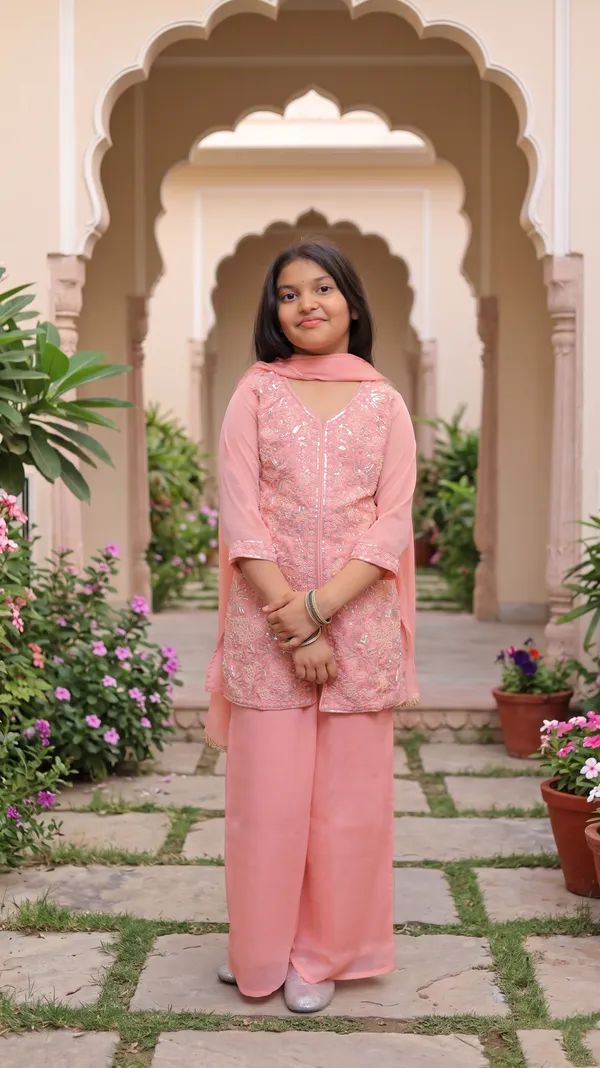 Peach_Beads_And_Sequins_Hand_Embroidered_Georgette_Pallazo_Set
