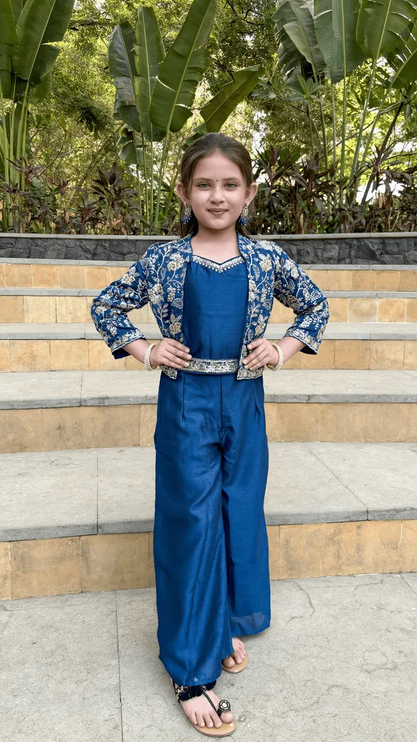 Blue_Silk_Blend_Embroidered_Palazzo_Set_With_Crop_Top_And_Jacket_Indo_Western_Outfit