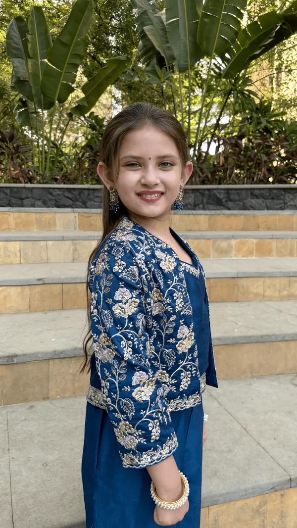 Blue_Silk_Blend_Embroidered_Palazzo_Set_With_Crop_Top_And_Jacket_Indo_Western_Outfit
