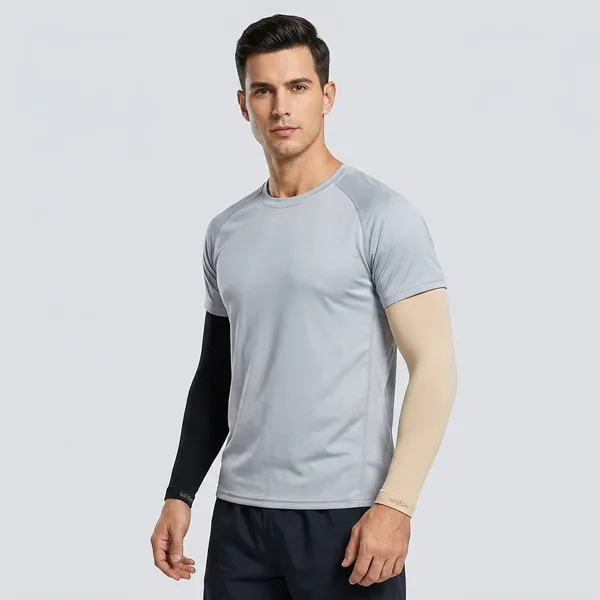 Black__And_Skin_Color_Cotton_Blend_Arm_Sleeves_For_Unisex___Pack_Of_2