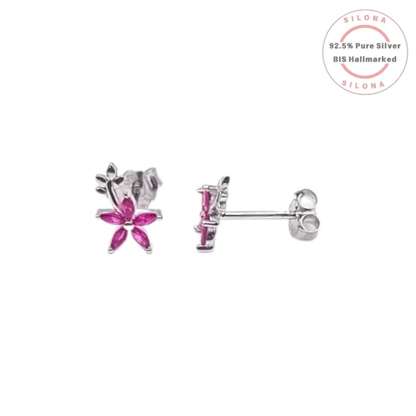Vibrant_Ruby_Hue_Floral_Stud_Earrings_Default_Title