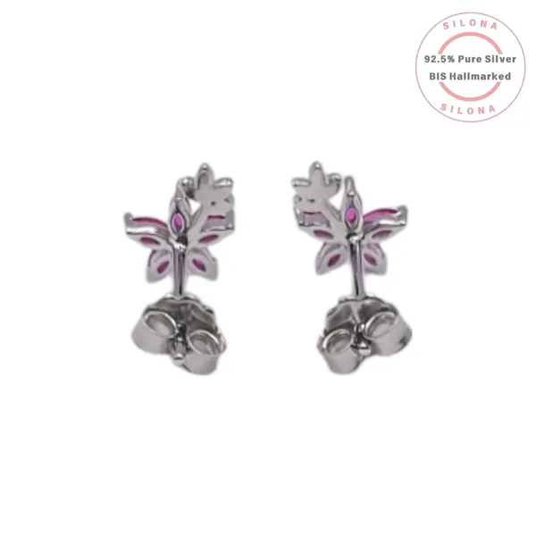 Vibrant_Ruby_Hue_Floral_Stud_Earrings_Default_Title