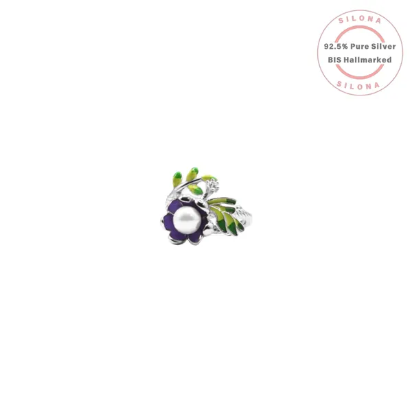 Lavender_Enamel_Blossom_Pearl_Earrings_Earrings_With_Ring