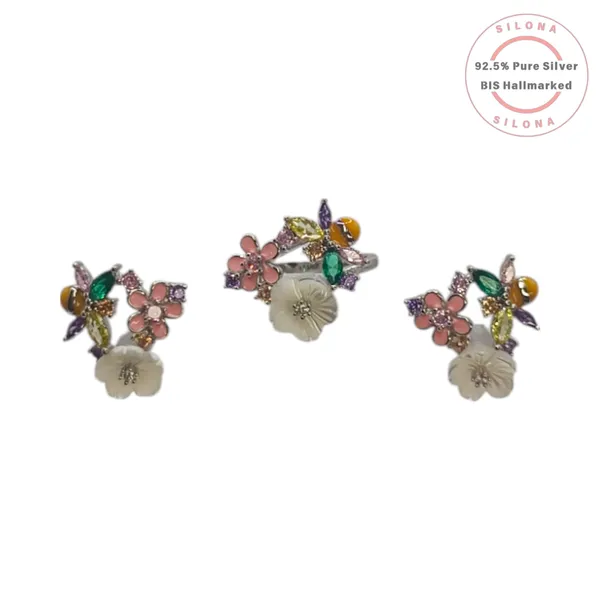 Enamel_Garden_With_Honeybee_Multi_Stone_Necklace_Earring_Set_Default_Title