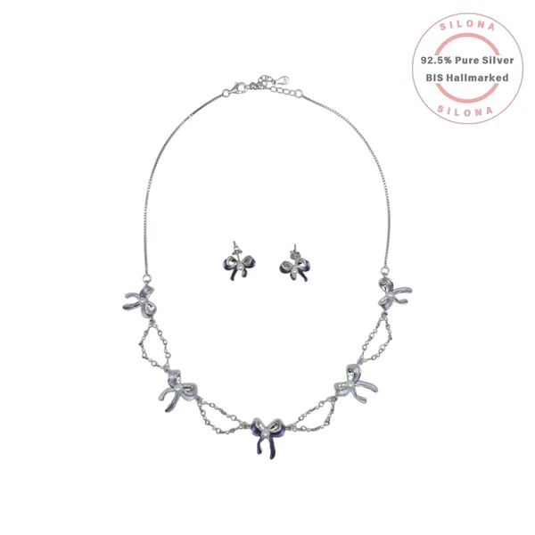 Chic_Purple_Bow_Necklace_Earring_Set_Default_Title