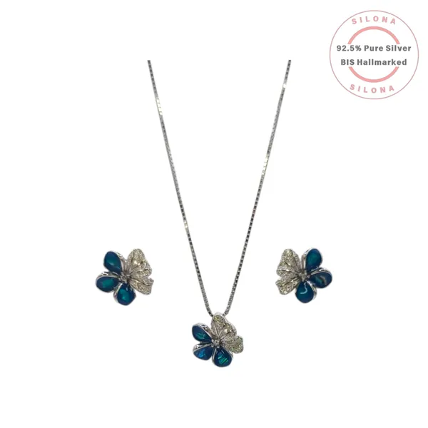 Azure_Bloom_Floral_Necklace_With_Earring_Set_Default_Title