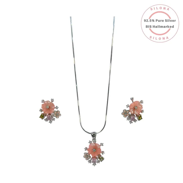 Carved_Blossom_Multi_Stone_Necklace_Set_Default_Title
