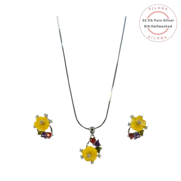 Vibrant_Buttercup_Flower_Necklace_Earring_Set_Default_Title