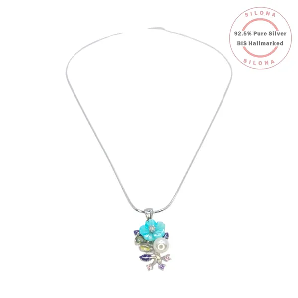 Enamel_Flower_Pearl_Necklace_Set_Default_Title