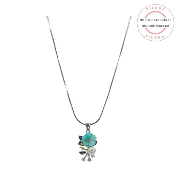 Enamel_Flower_Pearl_Necklace_Set_Default_Title