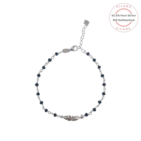 Feather_Motif_Black_Bead_Bracelet_Default_Title