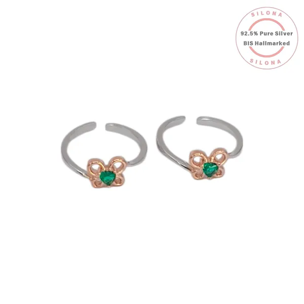 Dual_Tone_Emerald_Heart_Clover_Toe_Ring_Default_Title