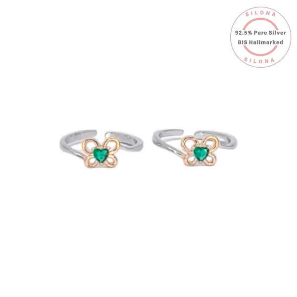 Dual_Tone_Emerald_Heart_Clover_Toe_Ring_Default_Title