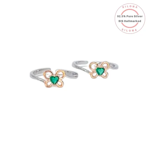 Dual_Tone_Emerald_Heart_Clover_Toe_Ring_Default_Title