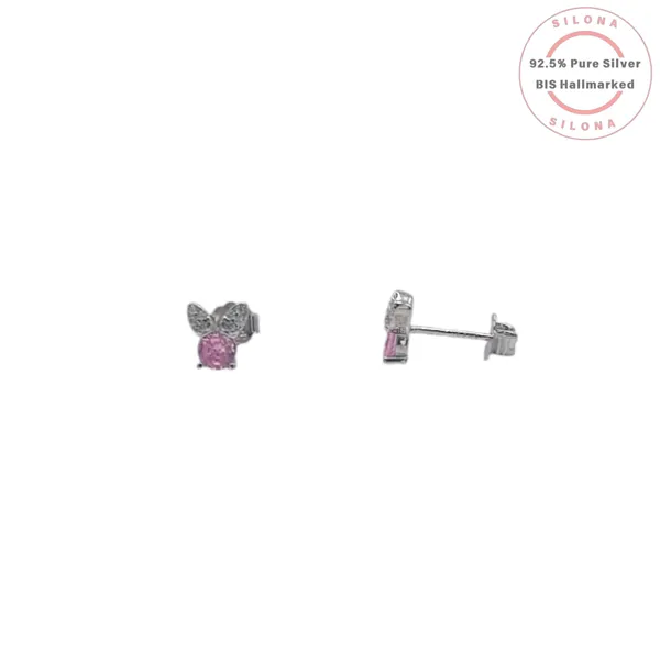 Whimsical_Pink_Butterfly_Studs_Green