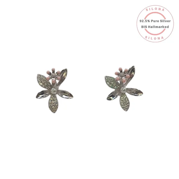 Sparkling_Floral_Pearl_Stud_Earrings_Pink