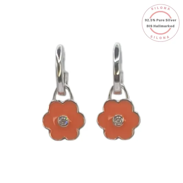 Enamel_Flower_Huggie_Earrings_Green