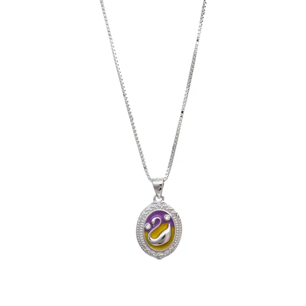 Silver_Dual_Enamel_Swan_Oval_Pendant_Necklace_Default_Title