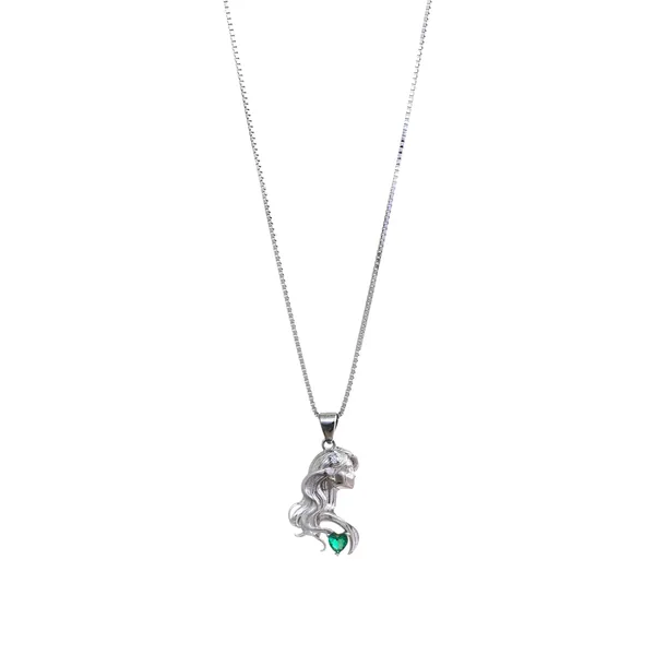 Silver_Emerald_Heart_Mermaid_Silhouette_Pendant_Necklace_Default_Title