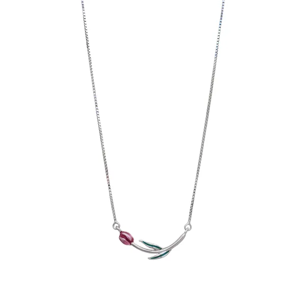 Silver_Curved_Enamel_Tulip_Stem_Necklace_Default_Title