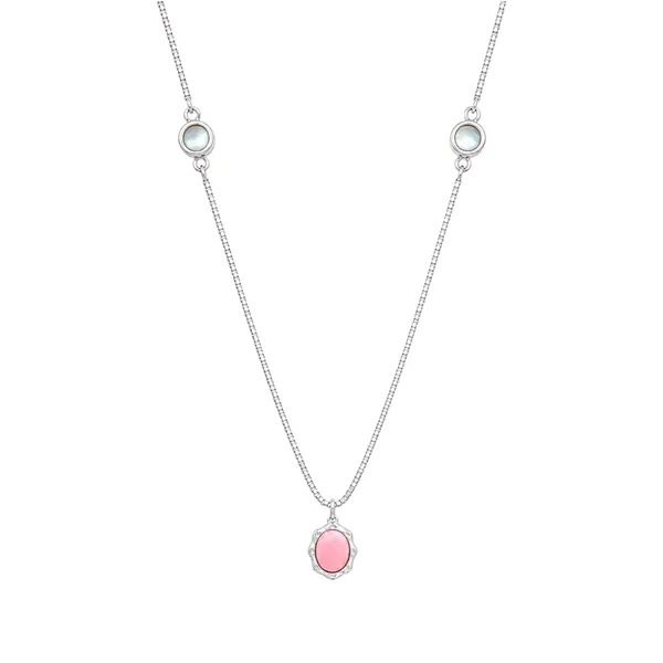 Silver_Station_Chain_Pink_Oval_Necklace_Default_Title