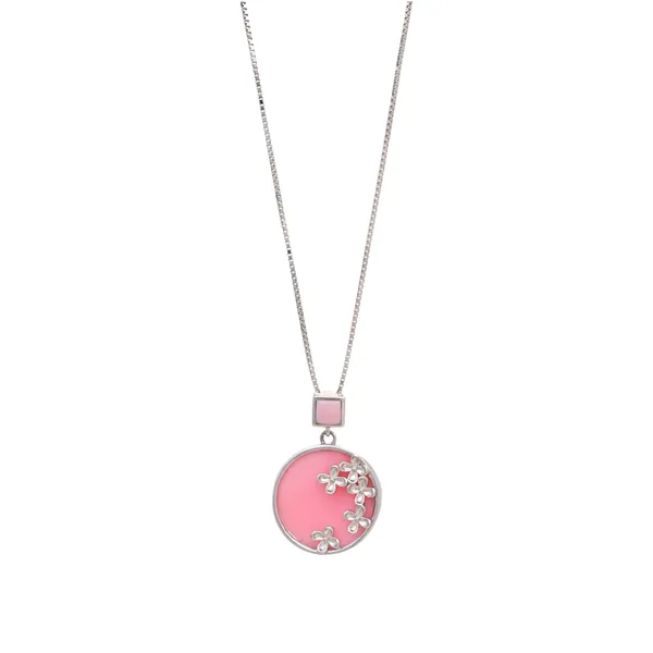 Silver_Botanical_Floral_Pink_Disc_Necklace_Default_Title