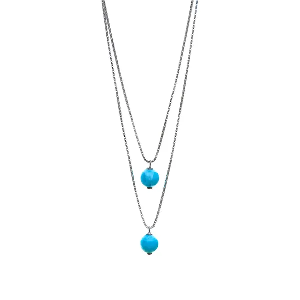 Silver_Double_Layer_Blue_Bead_Necklace_Default_Title