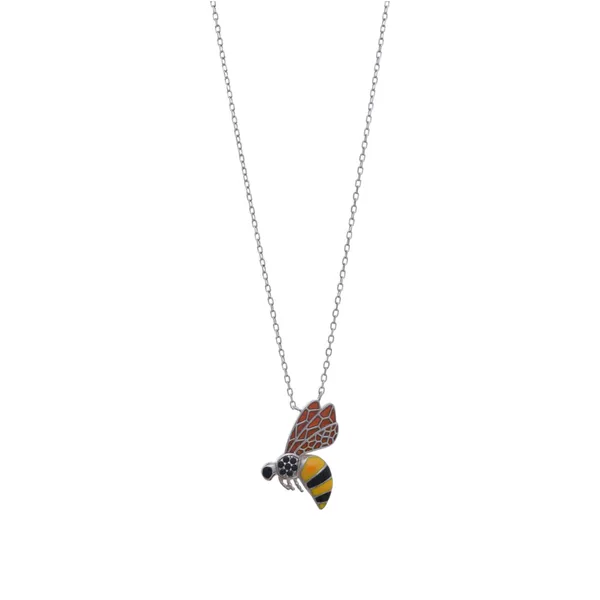 Silver_Honeybee_Enamel_Pendant_Necklace_Default_Title