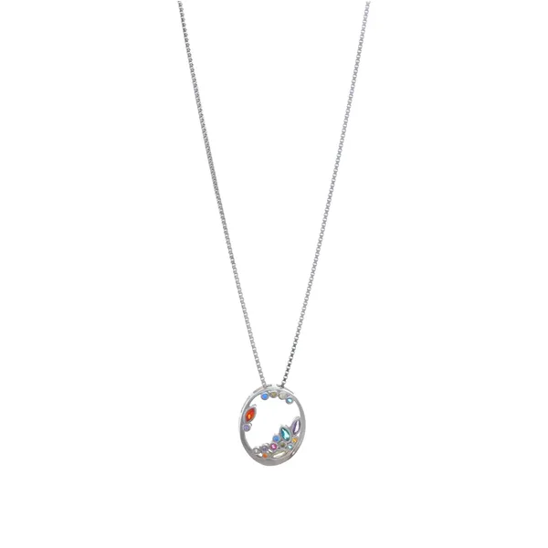 Multi_Color_Gemstone_Oval_Silver_Pendant_Necklace_Default_Title