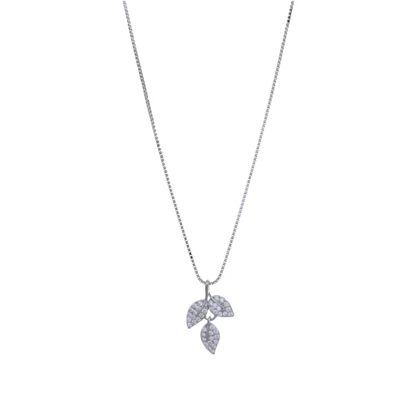 Triple_Pave_Leaf_Motif_Silver_Pendant_Default_Title