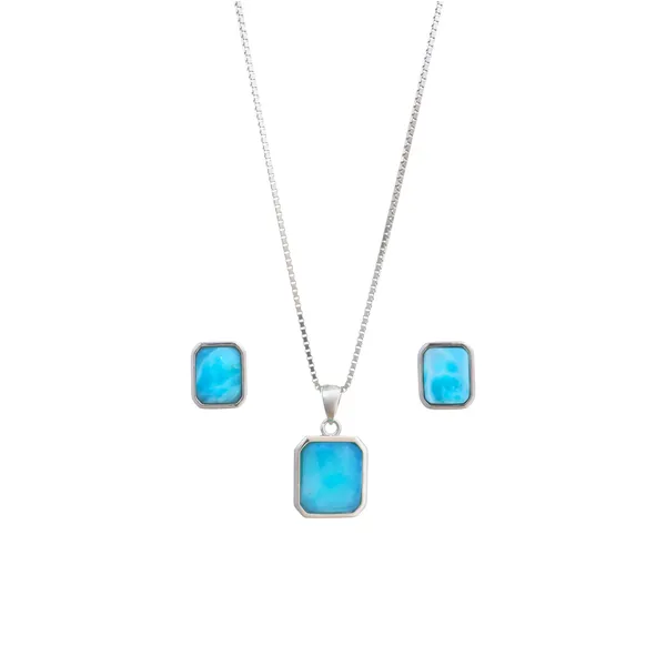 Larimar_Solitaire_Rectangular_Silver_Pendant_Necklace_With_Earrings_Default_Title