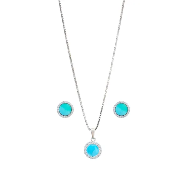 Larimar_Halo_Round_Silver_Pendant_Necklace_With_Earrings_Default_Title