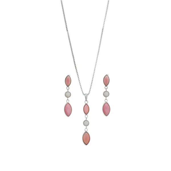 Queen_Conch_Shell_Linear_Silver_Drop_Necklace_With_Earrings_Default_Title