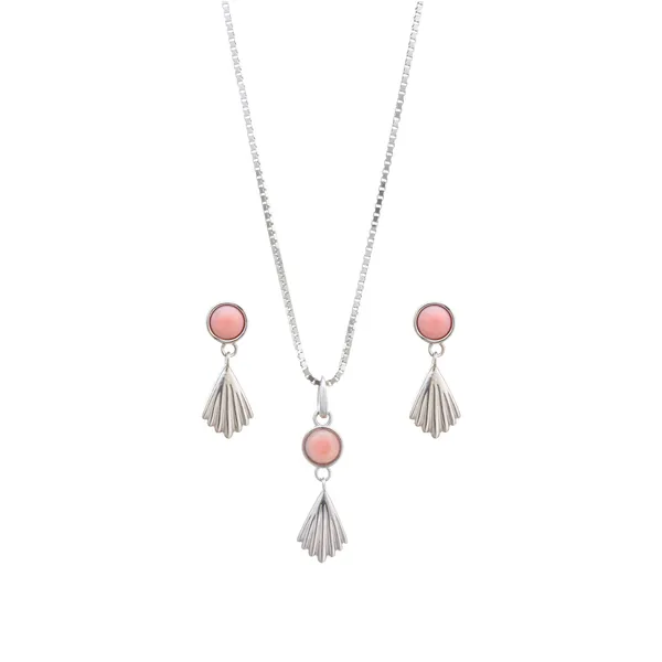 Queen_Conch_Shell_Silver_Necklace_With_Earrings_Default_Title