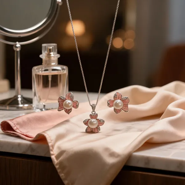 Blush_Pearl_Flower_Necklace_Set