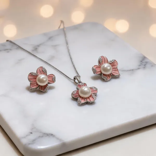 Blush_Pearl_Flower_Necklace_Set
